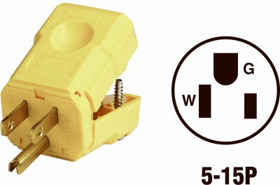 LEVITON Leviton Mfg Co 081-05256-0VY 15A Nylon Cord Plug Yellow