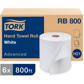 TORK Tork RB800 Hardwound Roll Towel 1-ply 800 Ft White 6 Case