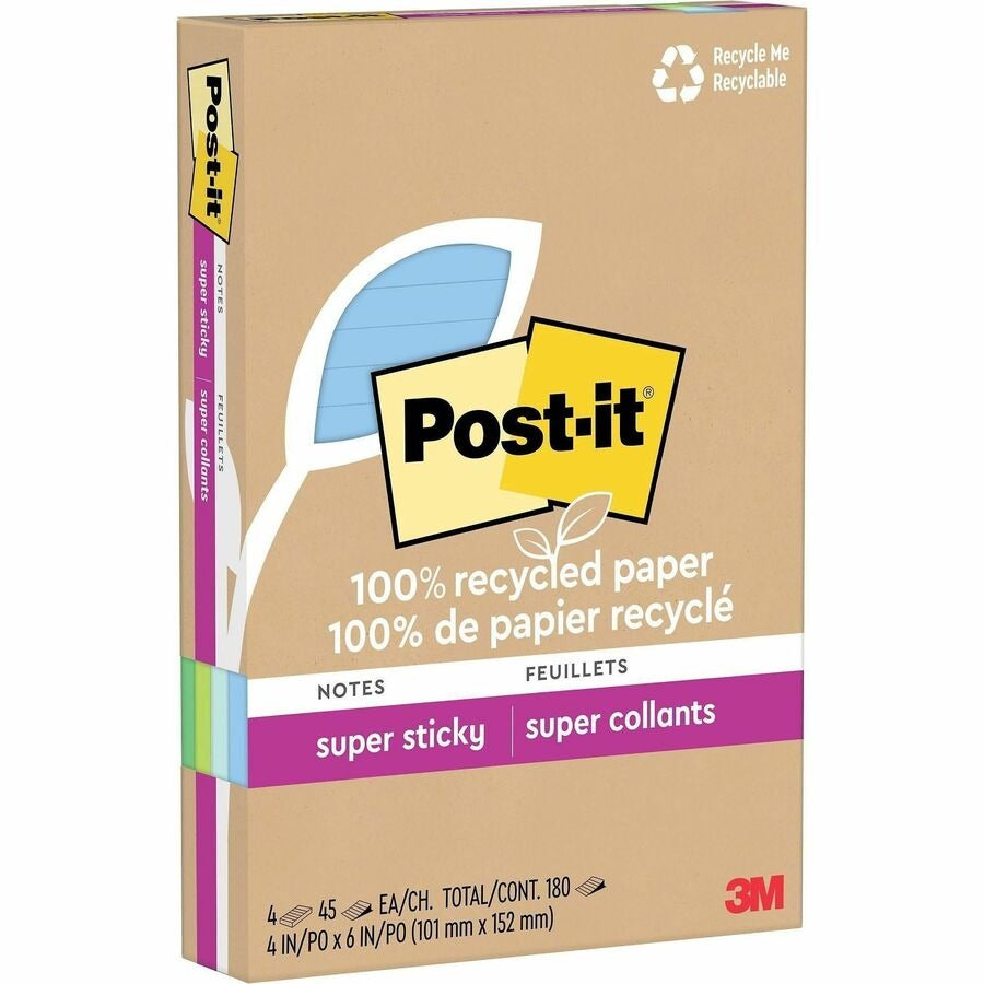 3M 3M MMM4621R4SST Post-it Super Sticky Adhesive Note 4 inches x 6 inches (4/Pack) 4621R-4SST