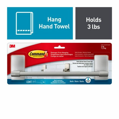 3M 3M Company BATH41-SN-ES Adhesive Bath Hand Towel Bar 9in