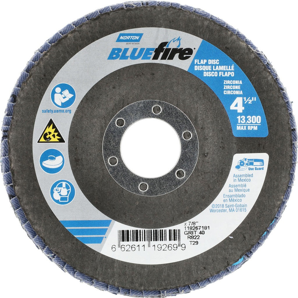 NORTON Norton 66261119269 Flap Disc 40 Grit Type 29 4.5 Inch