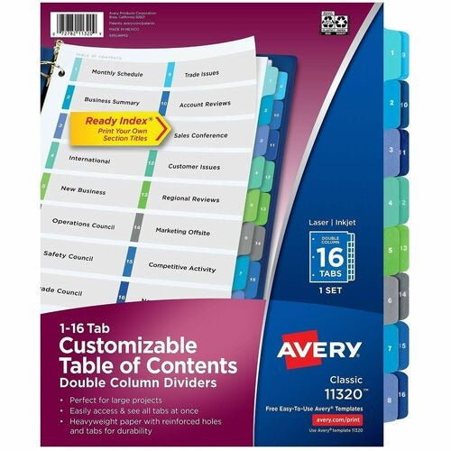 AVERY Avery AVE11320 Table of Contents Dividers 16 Tab
