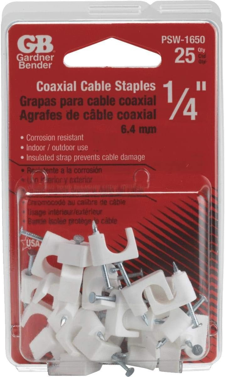 GARDNER BENDER Gardner Bender PSW-1650T Coaxial Cable Staple 1/4 in (25-Pack)