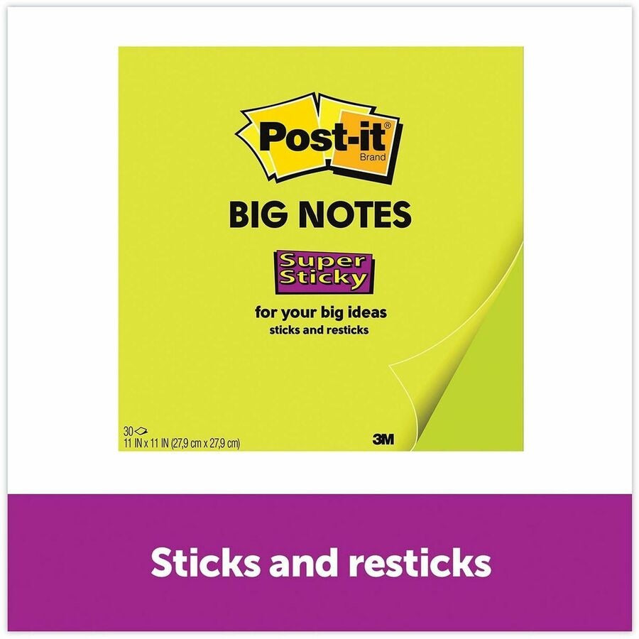 3M 3M MMMBN11G Super Sticky Big Notes 11 x 11 in 30 Sheets (Replacement BN11G)