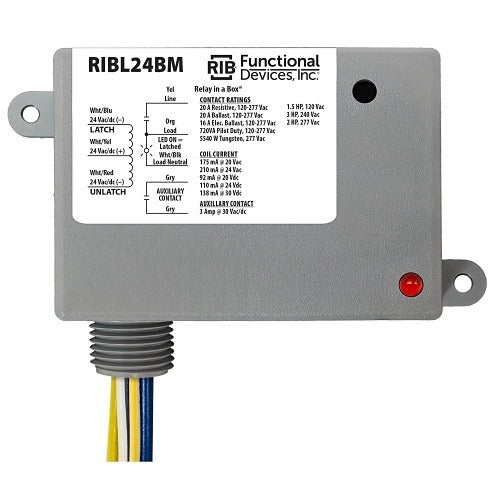 FUNCTIONAL DEVICES Functional Devices RIBL24BM Enclosed Latching Relay 20 Amp