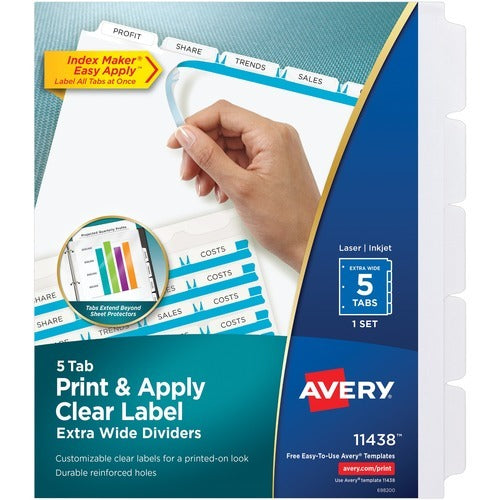AVERY Avery AVE11438 Extra-wide 5-tab Dividers 9x11 Clear Labels