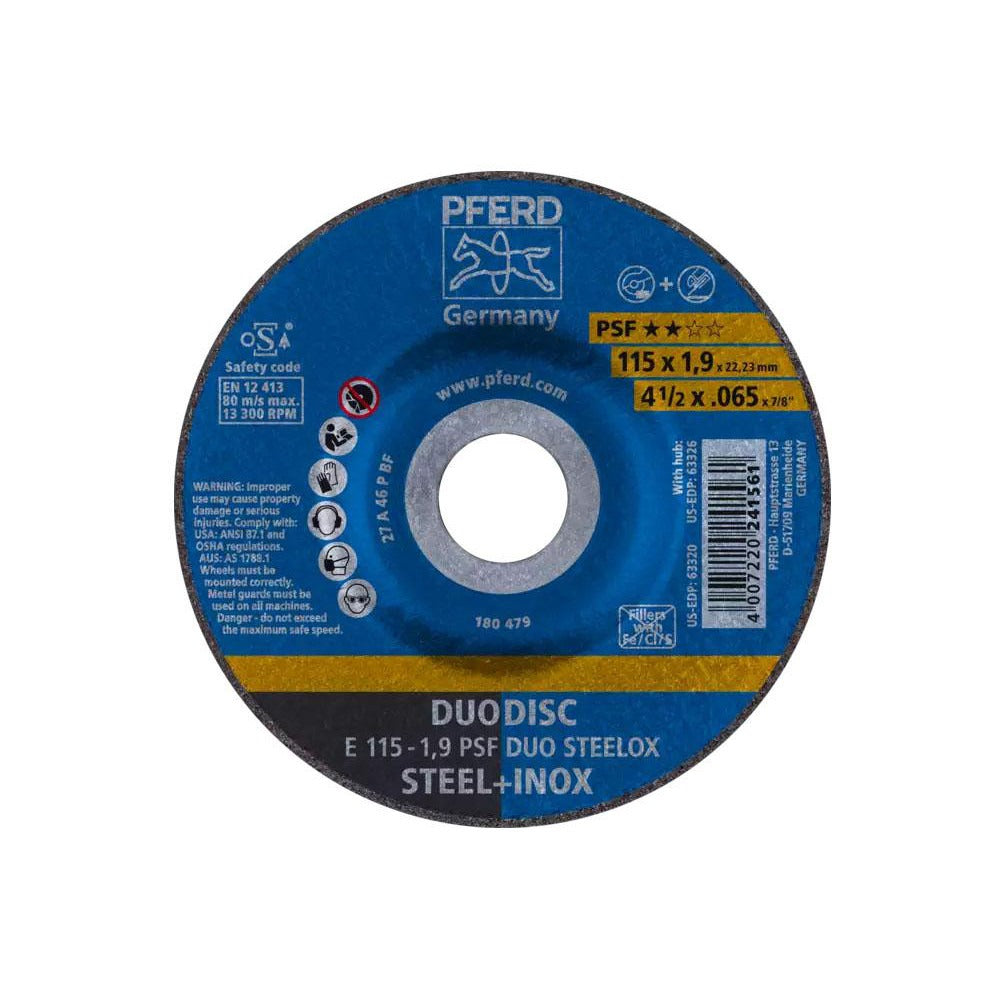 PFERD Pferd 62011630 Type 27 Grinding Wheel 4.5in Aluminum Oxide 46 Grit