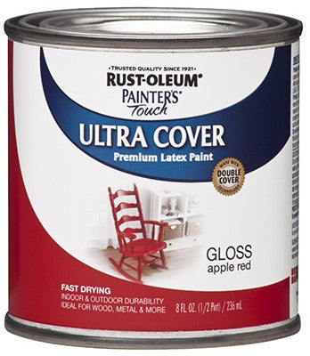 RUST-OLEUM Rust-oleum 1966-730 Latex Paint Apple Red 0.5 Pint