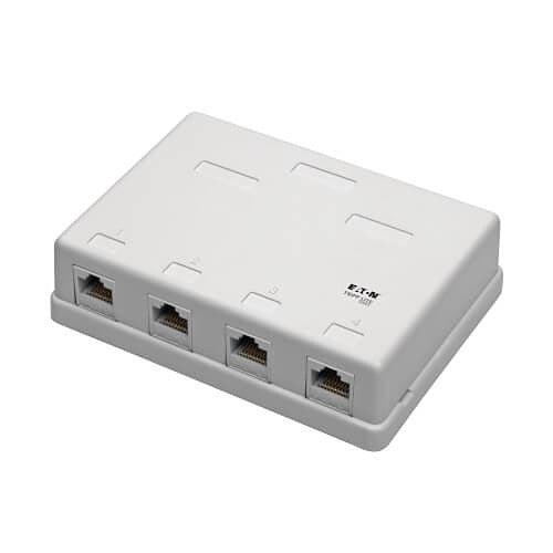 TRIPP LITE Tripp Lite N236-004-WH Cat6 Surface Mount Wall Box 4 Port