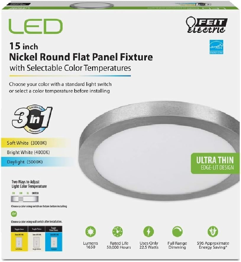 FEIT ELECTRIC Feit Electric FP15/4WY/NK LED Flat Panel Fix 22.5W (15 in) Replacement N/A