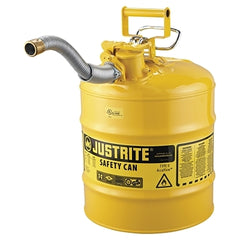 Justrite 7250230 AccuFlow Safety Can 5 Gallon Galvanized Steel Type II Yellow With Flexible Spout