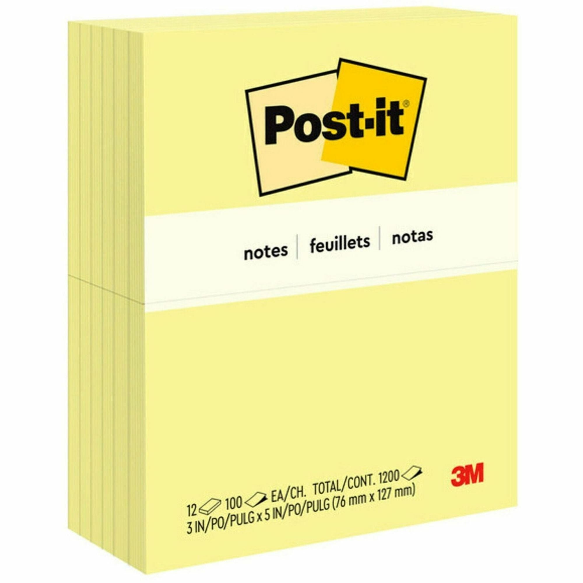 3M 3M MMM 655 Notes Original Notepads 3 x 5 (12/Pack) MMM655YW