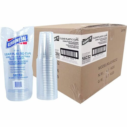GENUINE JOE Genuine Joe GJO58232CT 10 Oz Clear Plastic Cups 25 Ct