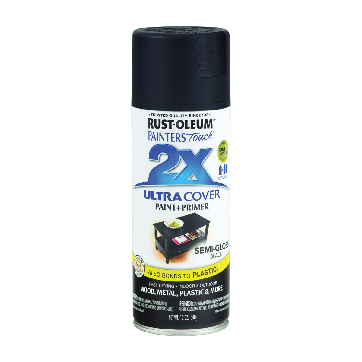 Rust-Oleum 249061 Black 12 OZ 2X Ultra Cover Semi-Gloss Spray