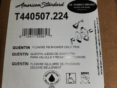 American Standard T440507.224 Quentin Oil Rubbed Bronze Pressure Balanced Shower Only Trim With Flowise Water Saving 3 Function Shower Head Less Valve Body