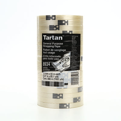 3M Tartan 7000028886 Filament Tape 8934 18 mm x 55 m 4 mil Clear