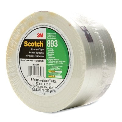 Scotch 7000123805 Industrial Grade Filament Tape, 55 m L, Clear