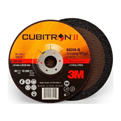 3M 7100094061 Cubitron II Depressed Center Grinding Wheel 6 in dia 36 Grit