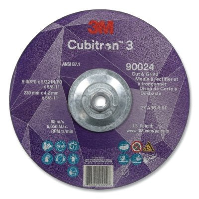 3M 7100313203 Cubitron 3 Cut and Grind Wheel 36+ Grit 9 in Diameter