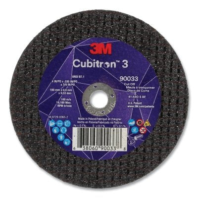 3M 7100303857 Cubitron 3 Cut-Off Wheel 4 in dia x 0.035 in Thick x 3/8 in Arbor 60+ Grit T1