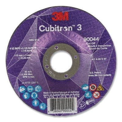 3M 7100304009 Cubitron 3 Cut-Off Wheel 4-1/2 in dia x 0.125 in Thick x 7/8 in Arbor 36+ Grit T27