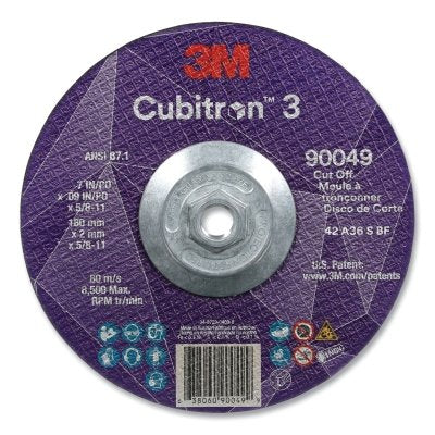 3M 7100312963 Cubitron 3 Cut-Off Wheel 7 in dia x 0.09 in Thick x 5/8 in-11 Arbor 36+ Grit T27