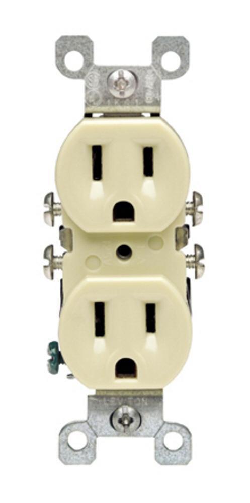 Leviton 12650-I Impact Resistant Straight Blade Duplex Receptacle 125 V 15 A 1-Pack