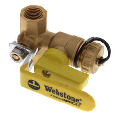 Webstone 40612 Ball Valve Pro-Pal Brass 1/2 Iron Pipe Size with Drain PTFE Full Port Reversible Handle