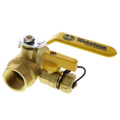 Webstone 40614 Ball Valve Pro-Pal Brass 1 Iron Pipe Size with Drain PTFE Full Port Reversible Handle