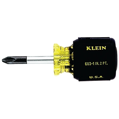 Klein Tools 603-1 Stubby Screwdriver #2 Phillips 1-1/2-Inch Shank