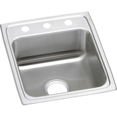 Elkay LRAD1720501 Lustertone 17 x 20 in. 1 Hole Stainless Steel Single Bowl Drop-in Kitchen Sink