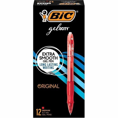 BIC Bic BICRLC11RD Retractable Gel Pen 0.7mm Red 12-pack