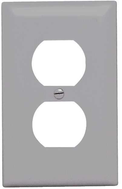 Pass & Seymour TP8GRY 1Gang Wall Plate, Duplex Receptacle, Thermoplastic, Gray