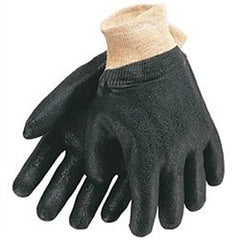 MCR Safety 6510S Double Dipped PVC Rough Finish Interlock Lined Men's Gloves with 10-Inch Gauntlet, Black, Large, 1-Pair