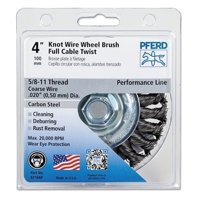 Pferd 82166P P.O.P. Full Cable Mini Knot Wheel .020 CS Wire 4 Inch Diameter 5/8-11 Thread