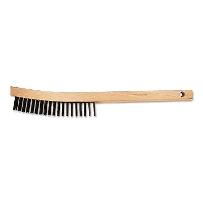 Pferd 85006 Curved Handle Scratch Brushes 13 3/4 Inches 4 X 19 Rows Carbon Steel Wire Wood Handle