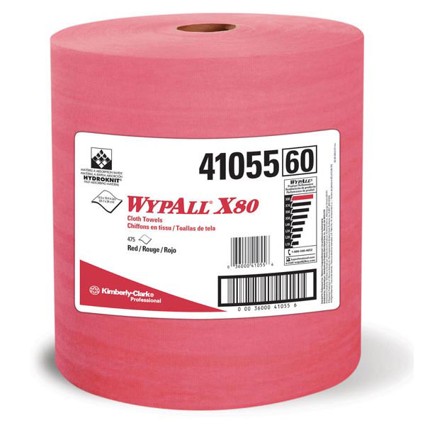 Kimberly Clark Professional 41055 WypAll X80 Towels Jumbo Roll 12 1/2 x 13 3/8 Red