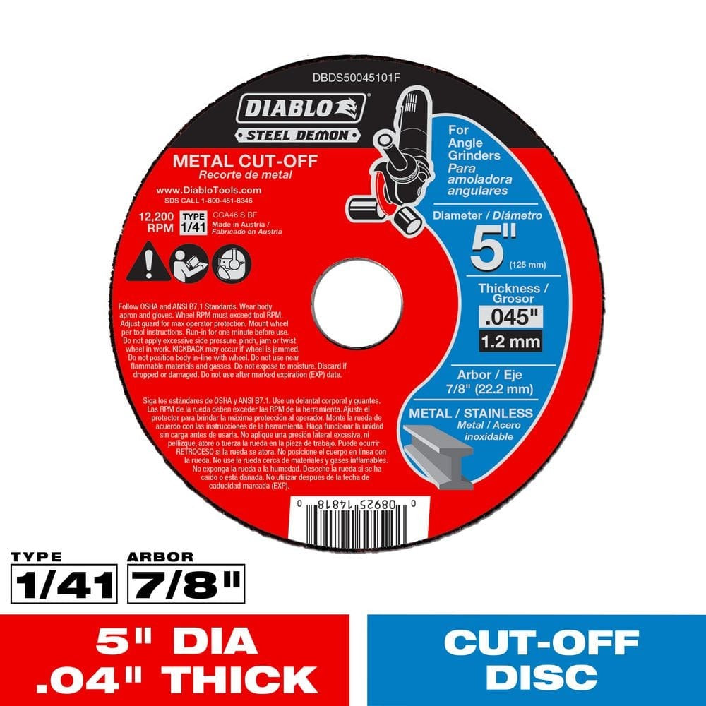 DIABLO Diablo DBDS50045101F Steel Demon 5 in. Type 1 Metal Cut-Off Disc (1 Pack)