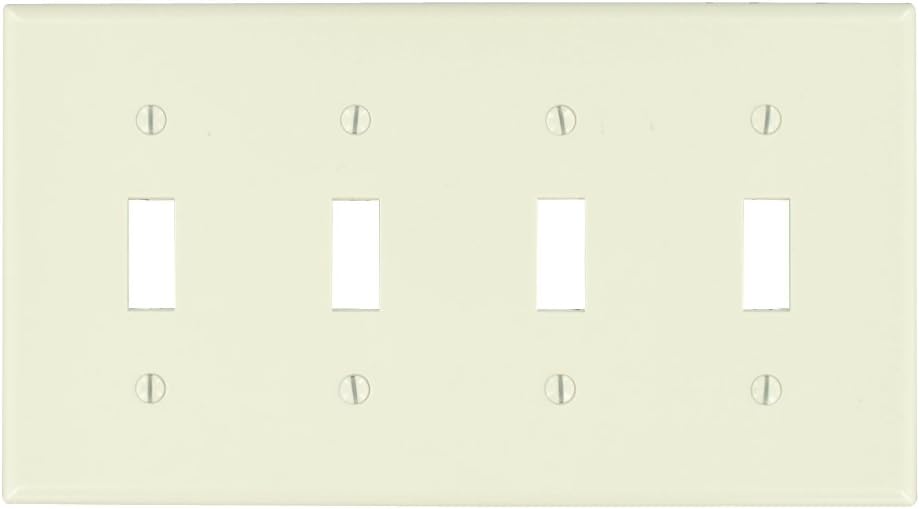 Leviton 78012 Wallplate 4 Gang Thermoset Plastic Toggle Wall Plate 1 pk