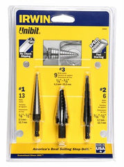 Irwin Tools 10502ZR Unibit Step Drill Set 3-PC HSS #1/#2/#3