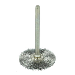 Weiler 26014 Miniature Stem-Mounted Wheel Brush 1 in Diameter 0.003 Stainless Steel Wire 1/8 Stem