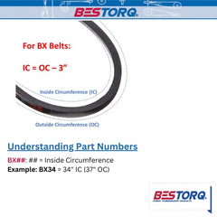 BESTORQ BX54 Rubber V-Belt, 57 Length 0.66 Width