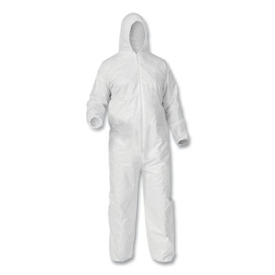 Kimberly-Clark Professional 38944 KleenGuard A35 Economy Liquid and Particle Protection Coveralls, Zipper Front Elastic Wrists Ankles Hood, White 5XL