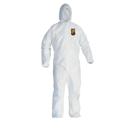 Kimberly-Clark Professional 41506 KleenGuard A45 Breathable Liquid & Particle Protection Elastic Wrist/Ankle Coveralls White XL Hood/Fr Zipper