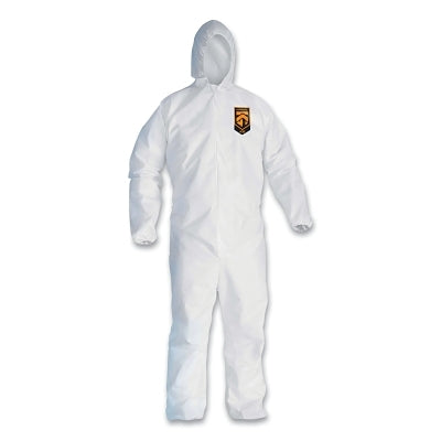 Kimberly-Clark Professional 46117 Kleenguard A30 Coverall, Zipper Front, Elastic Back, Wrist and Ankles, Hood, White, 4X-Large