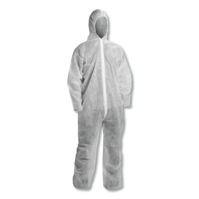 Kimberly-Clark Professional 67303 KLEENGUARD KGA10 Lightweight Coverall Hooded Zip Front Elastic Wrist and Ankle White 3X-Large