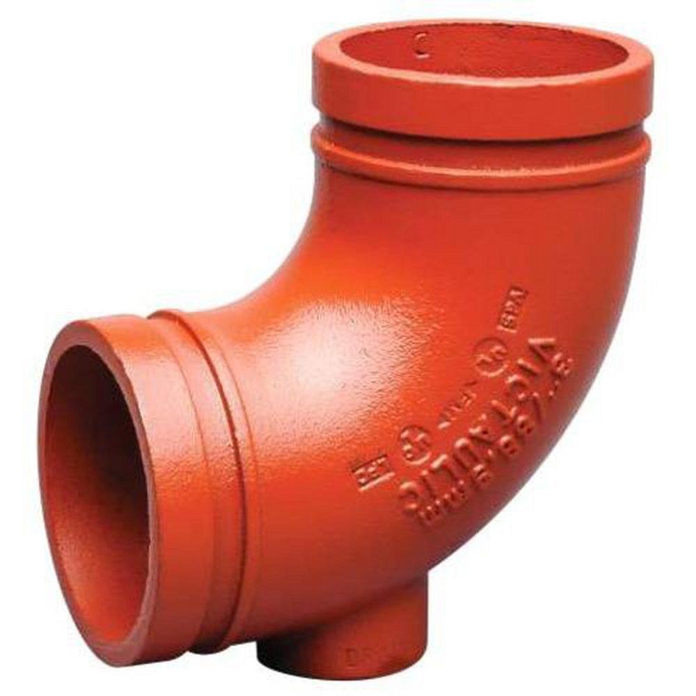 Victaulic F040010PDR FireLock Style 10 4 in. Orange Enamel Ductile Iron Drain Sprinkler Elbow