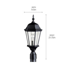 Kichler Lighting 9956BK Madison 150W 1-Light Medium Incandescent Lantern Post in Black