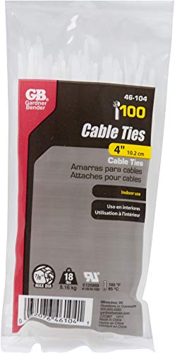 Gardner Bender 46-104 4 Inch Double Lock Cable Ties 18-lb Natural White 100 per Bag