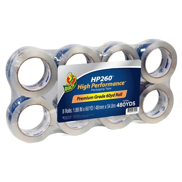 DUCK Duck DUC1067839 HP260 High Performance Packaging Tape (1.88 in x 60 yd, 3.1 mil, 8 pack)